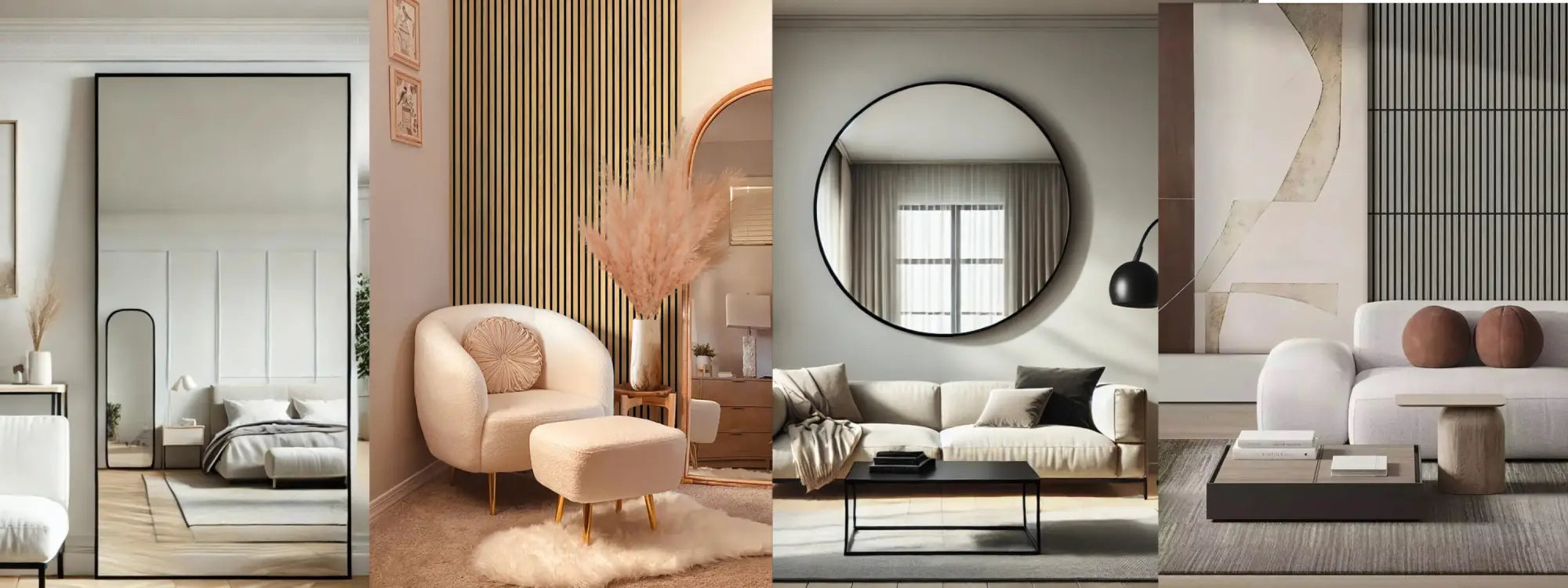 Four interior design vignettes.