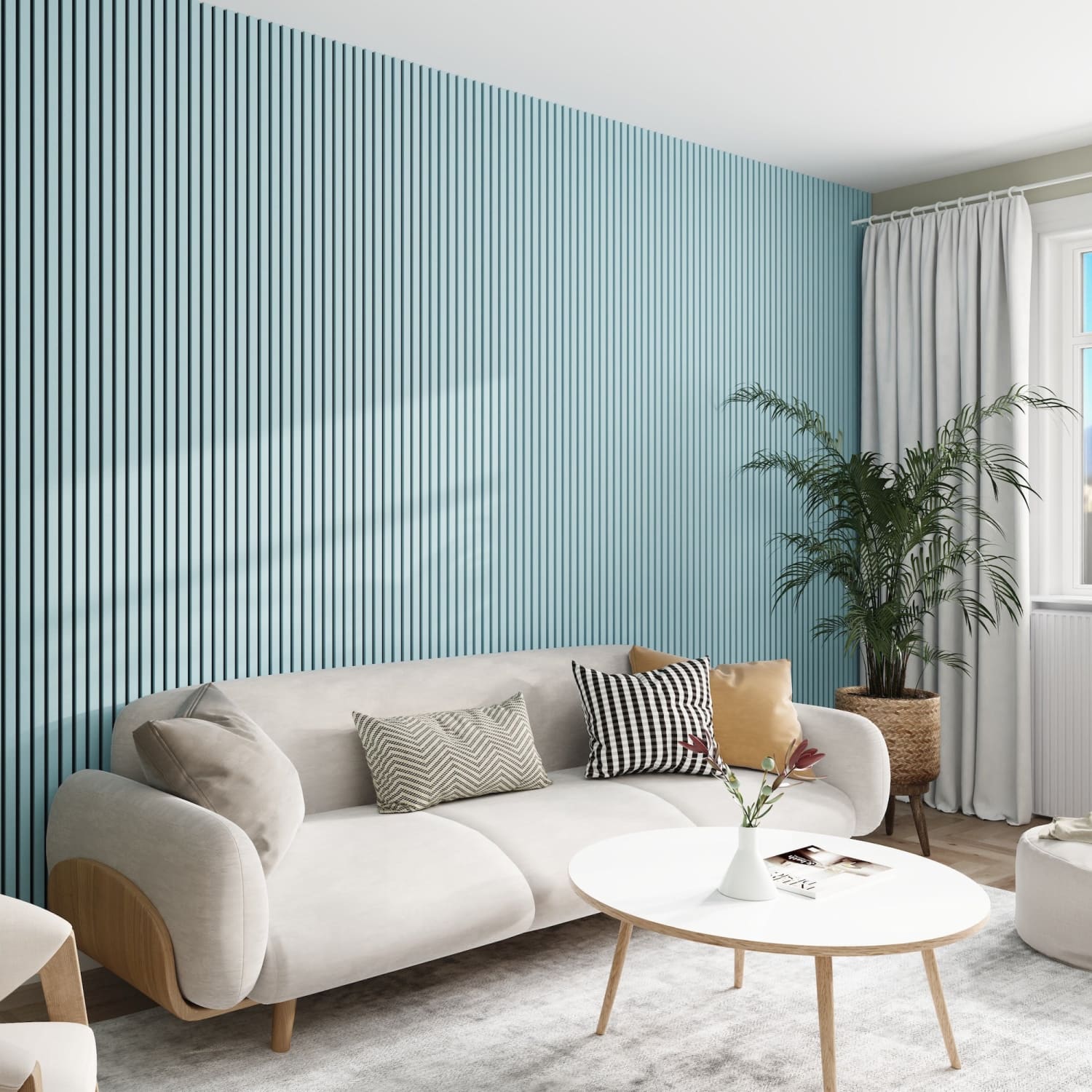 Acoustic Wall Panels in Baby Blue with Black Backing