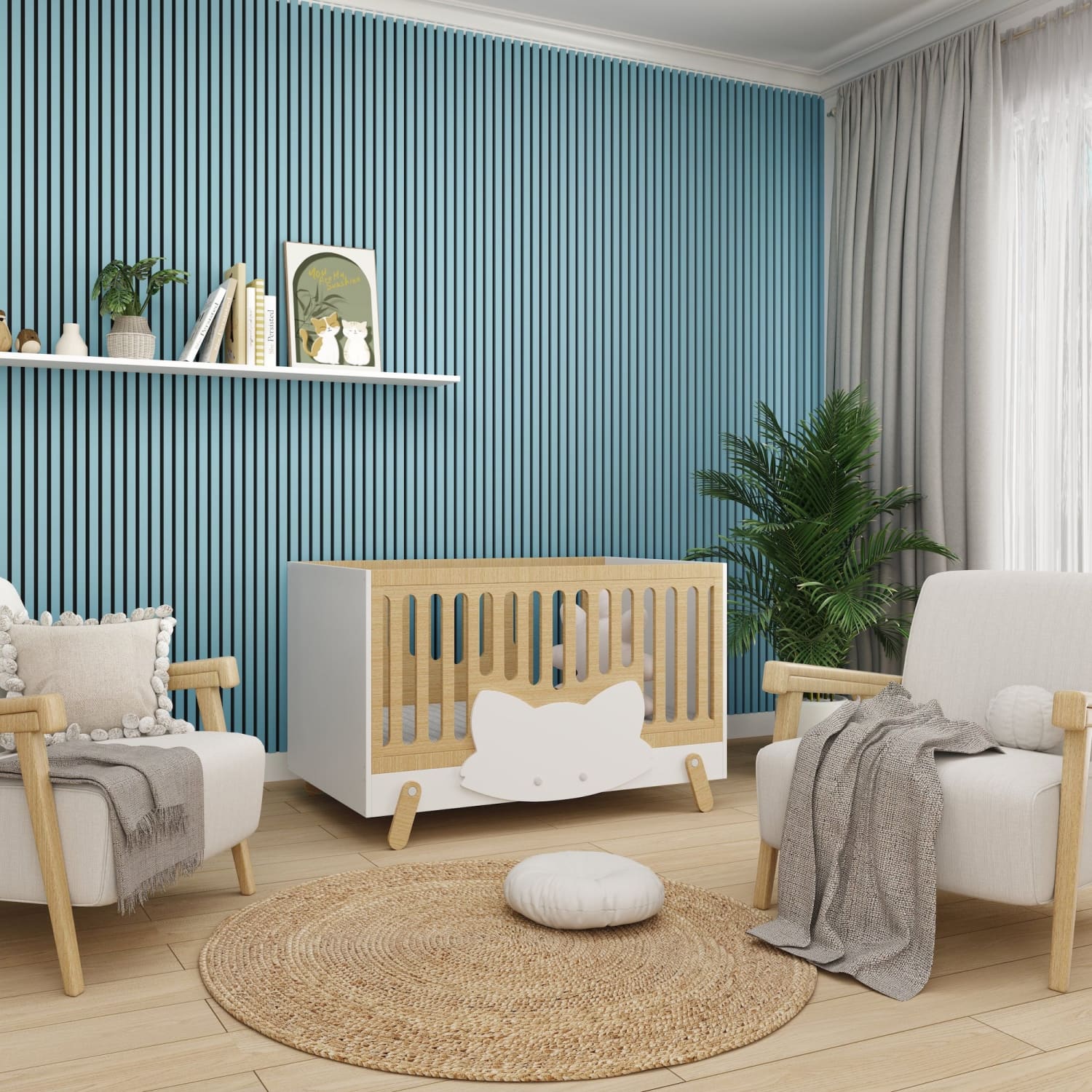 Acoustic Wall Panels in Baby Blue with Black Backing