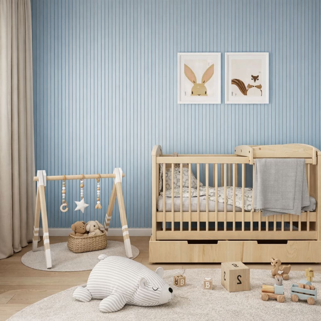 Acoustic Wall Panels in Baby Blue with White Backing