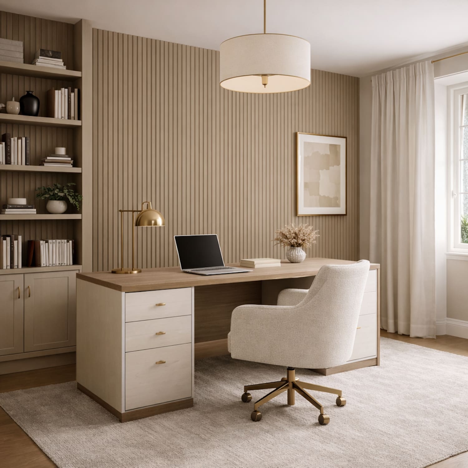 Acoustic Wall Panels in Biscuit with White Backing