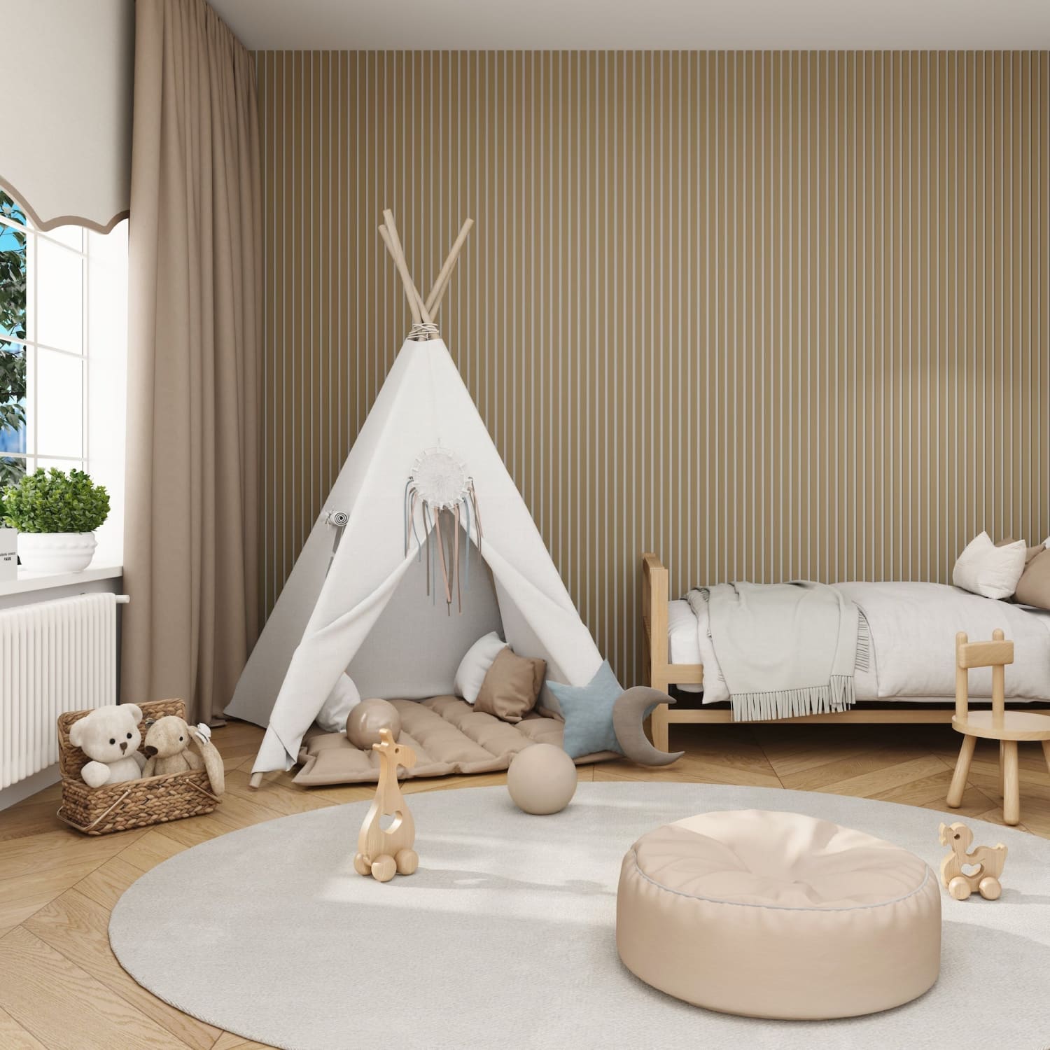 Acoustic Wall Panels in Biscuit with White Backing