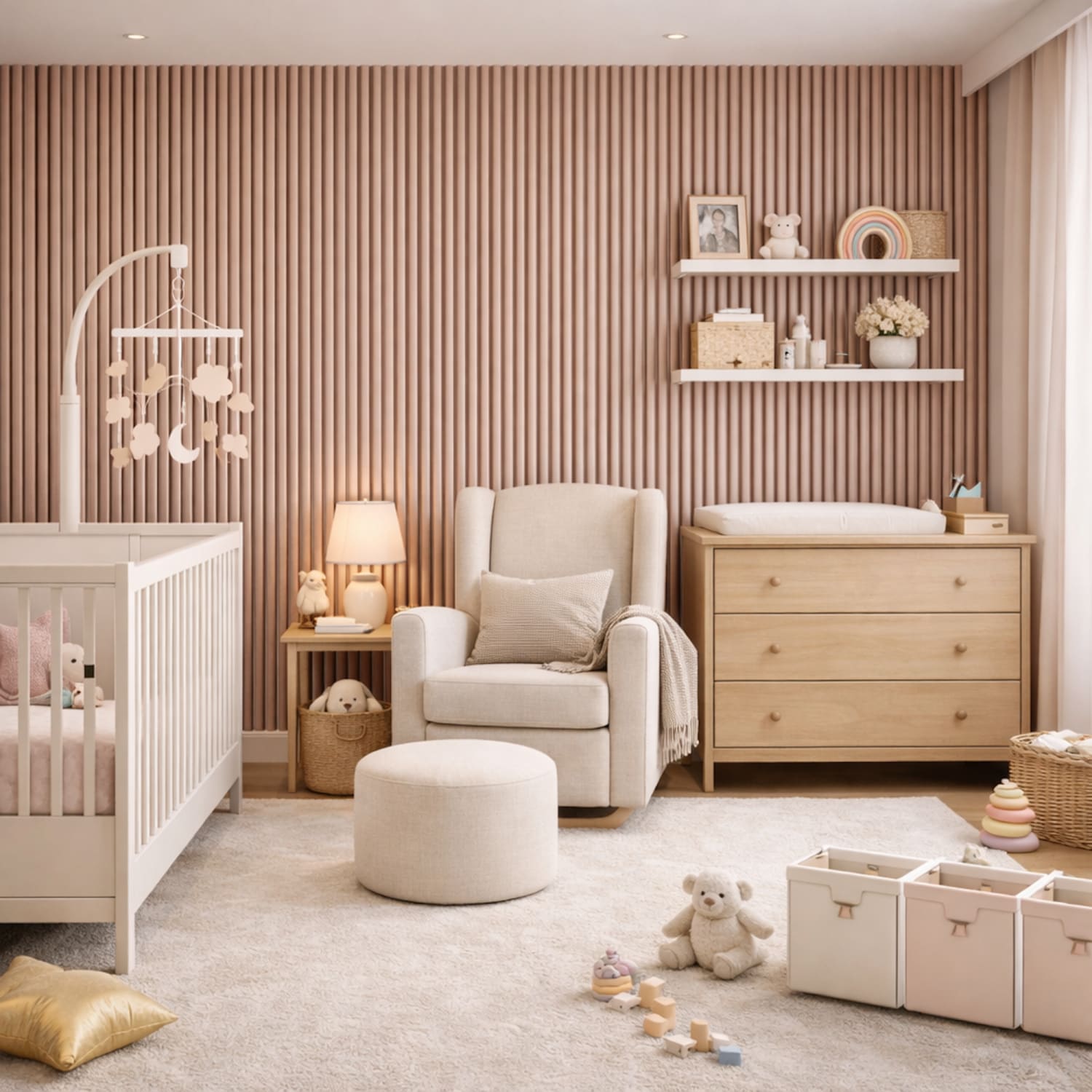 Acoustic Wall Panels in Dusky Pink with Black Backing