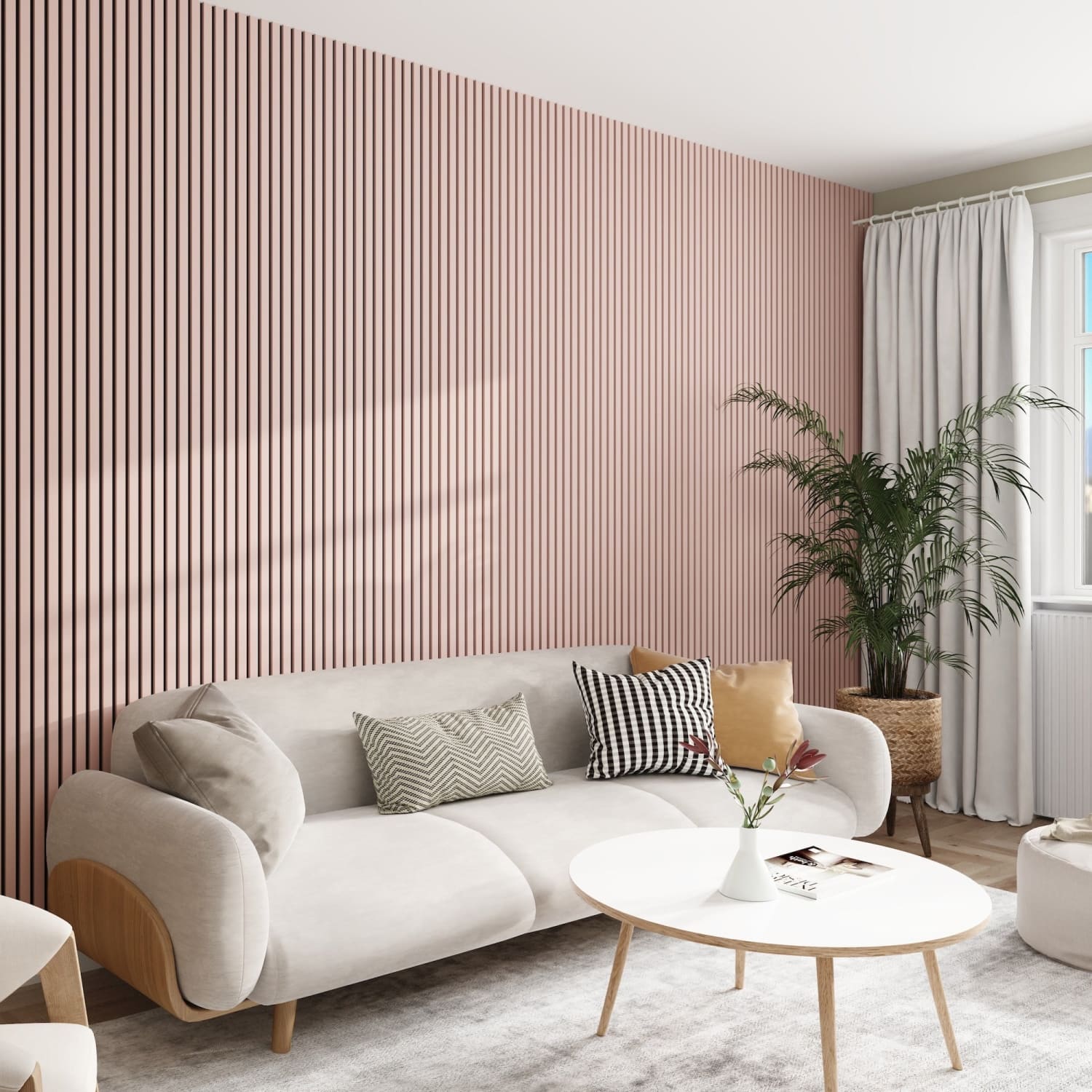 Acoustic Wall Panels in Dusky Pink with Black Backing