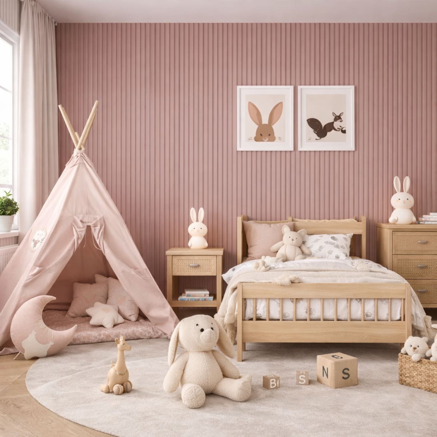 Acoustic Wall Panels in Dusky Pink with White Backing