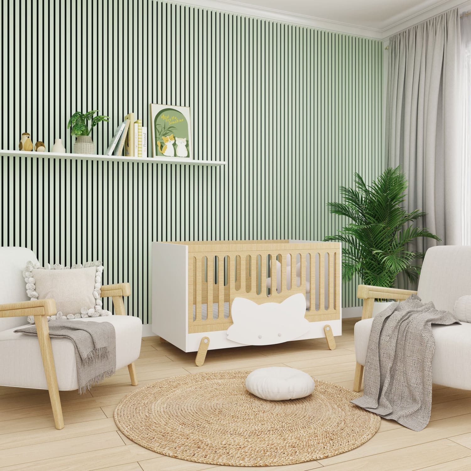 Acoustic Wall Panels in Pastel Green with Black Backing