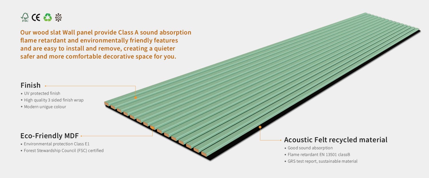 Acoustic Wall Panels in Pastel Green with Black Backing