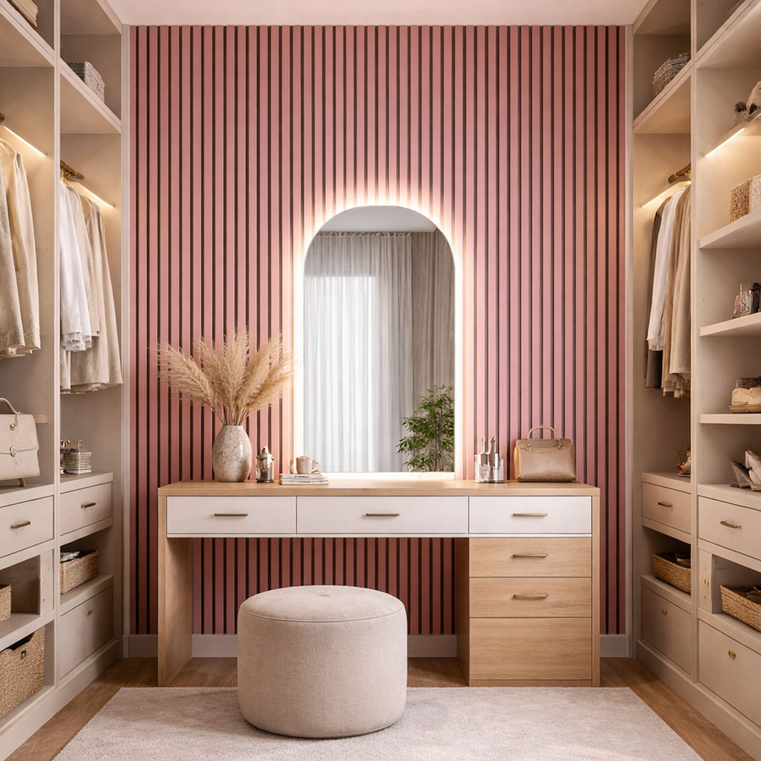 Acoustic Wall Panels in Petal Pink with Black Backing