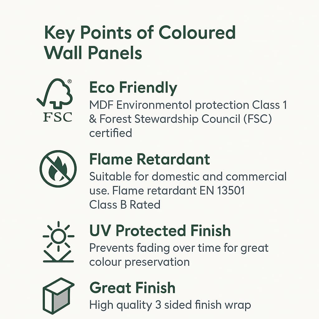 Key features of colored wall panels.