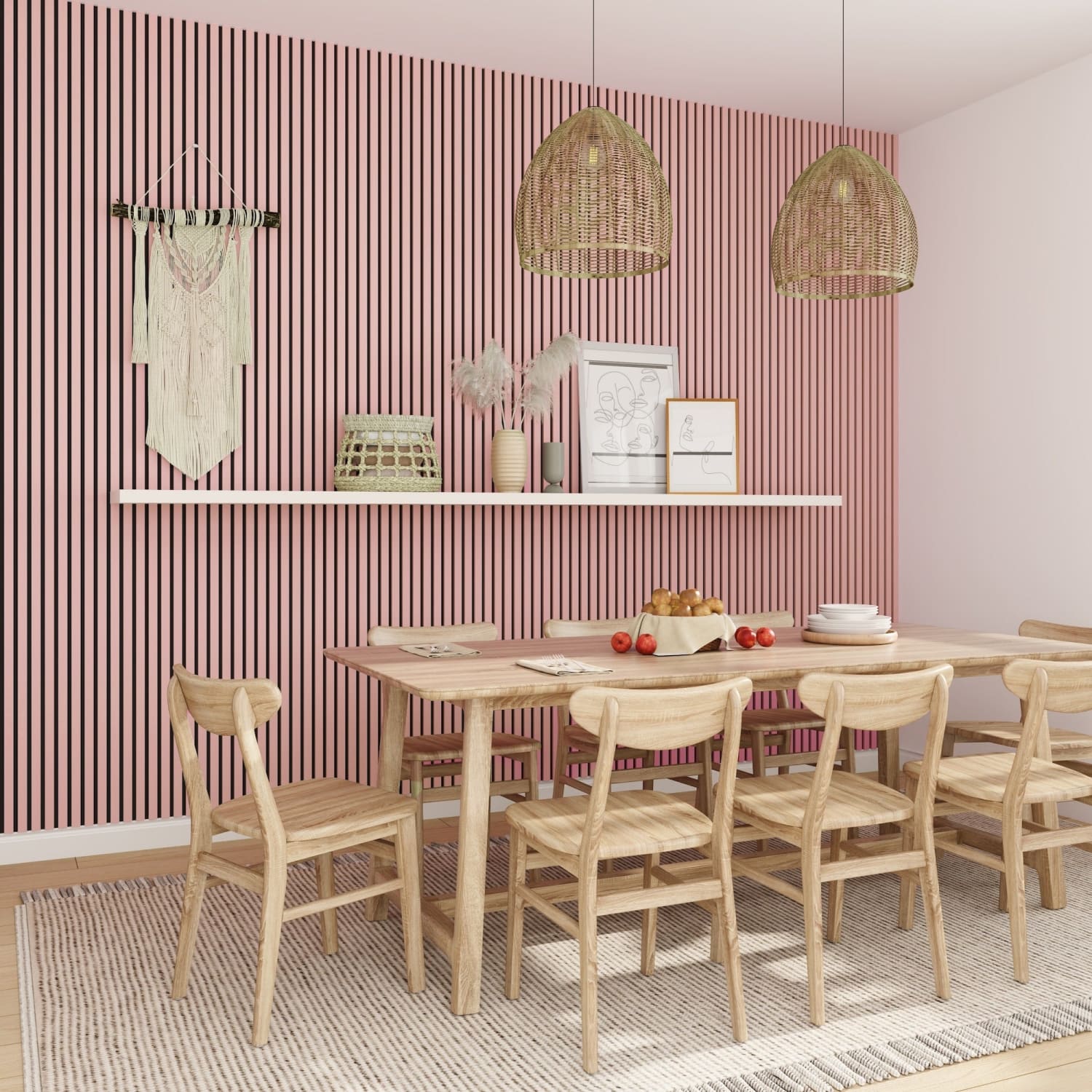 Acoustic Wall Panels in Petal Pink with Black Backing