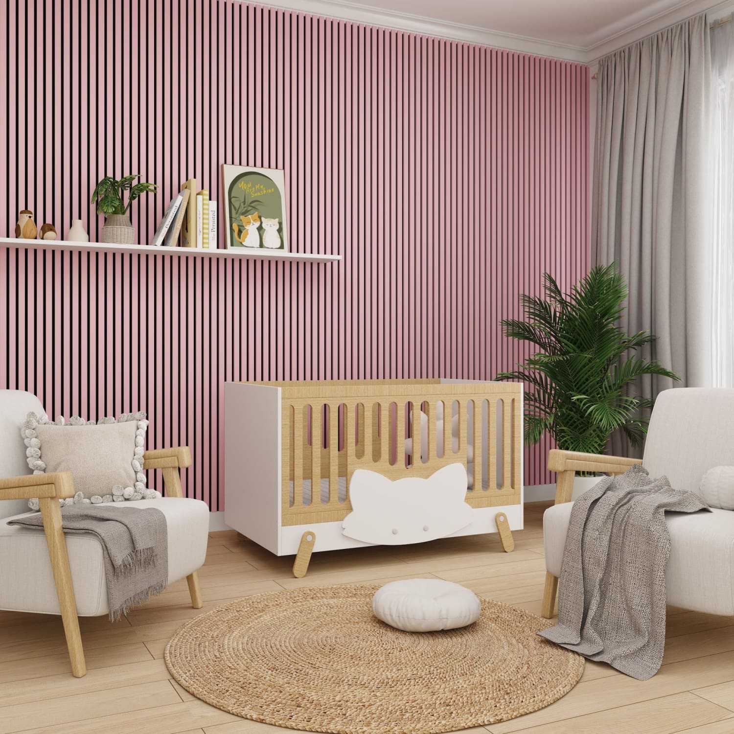 Acoustic Wall Panels in Petal Pink with Black Backing