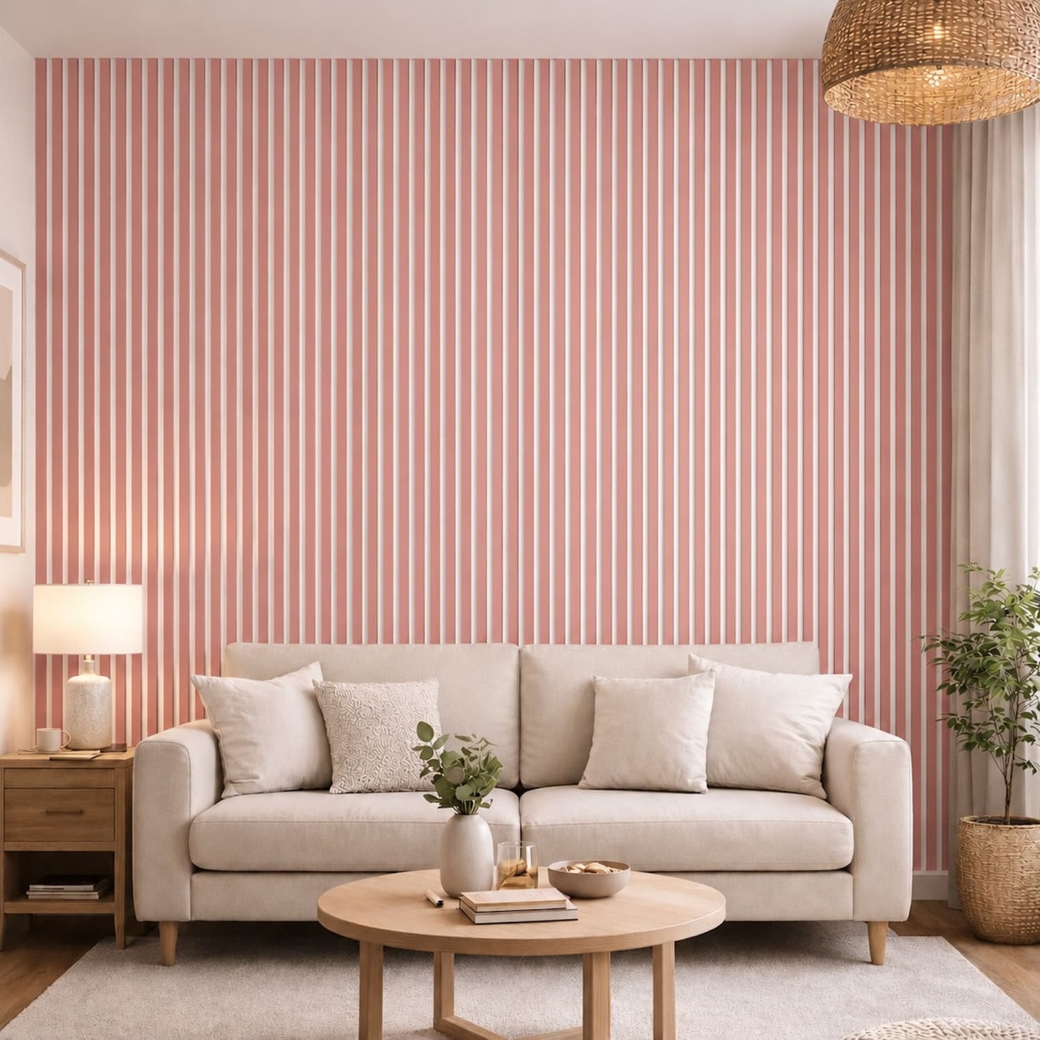 Acoustic Wall Panels in Petal Pink with White Backing