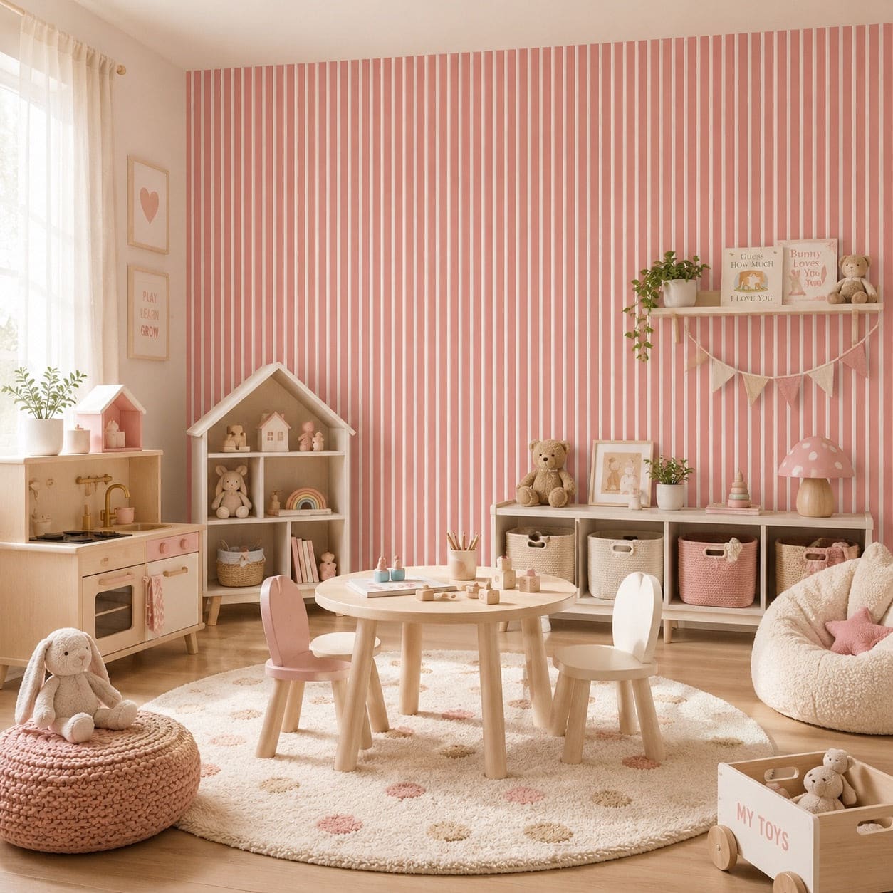 Acoustic Wall Panels in Petal Pink with White Backing