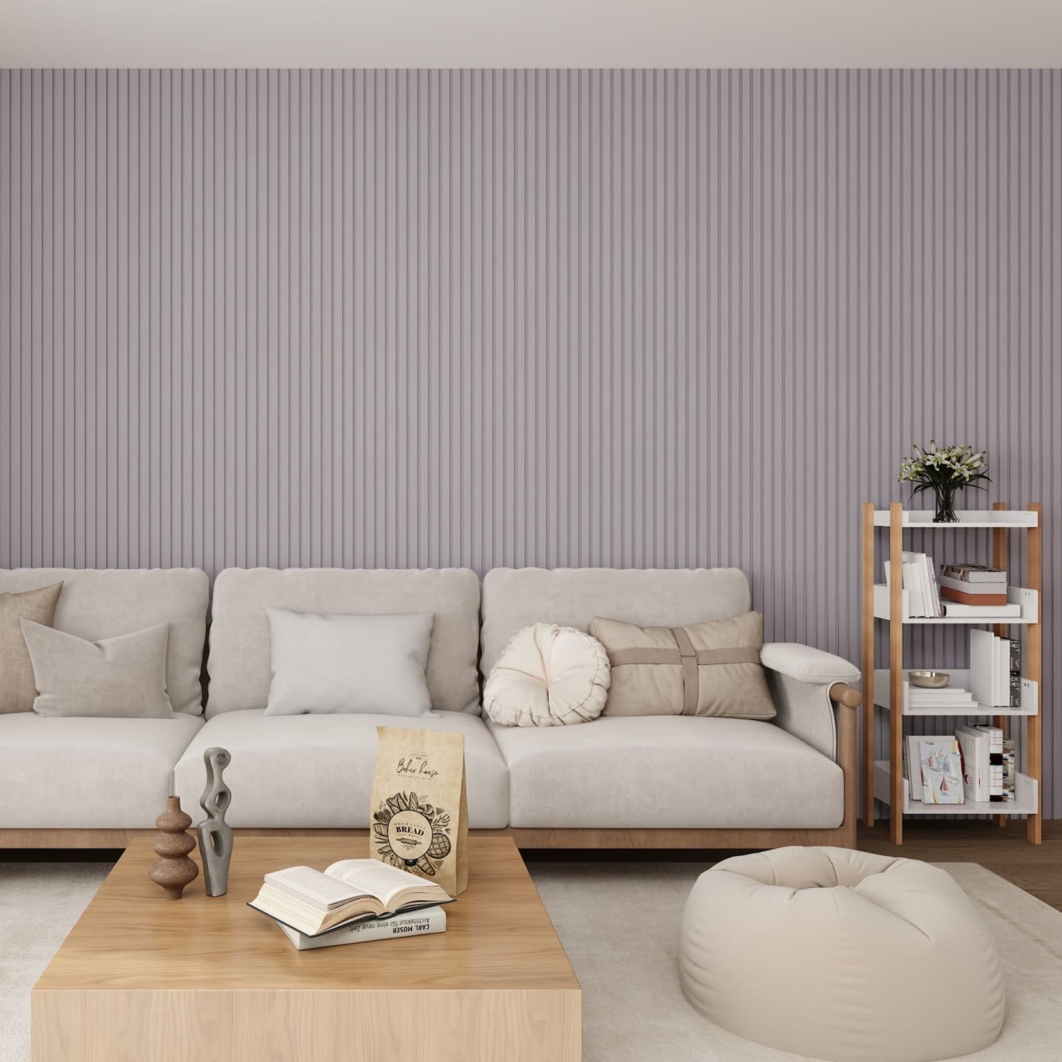 Acoustic Wall Panels in Purple Heather with White Backing