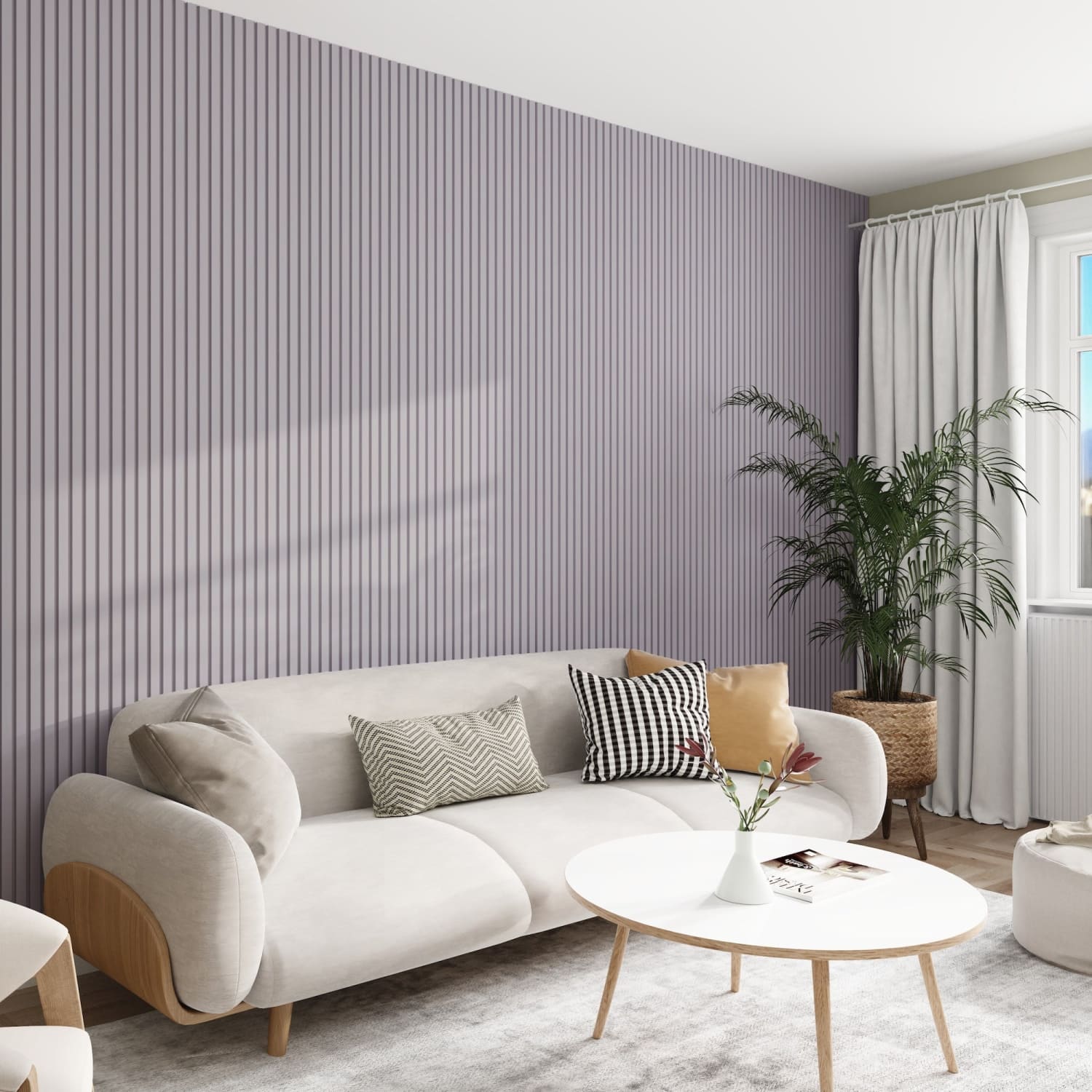 Acoustic Wall Panels in Purple Heather with White Backing