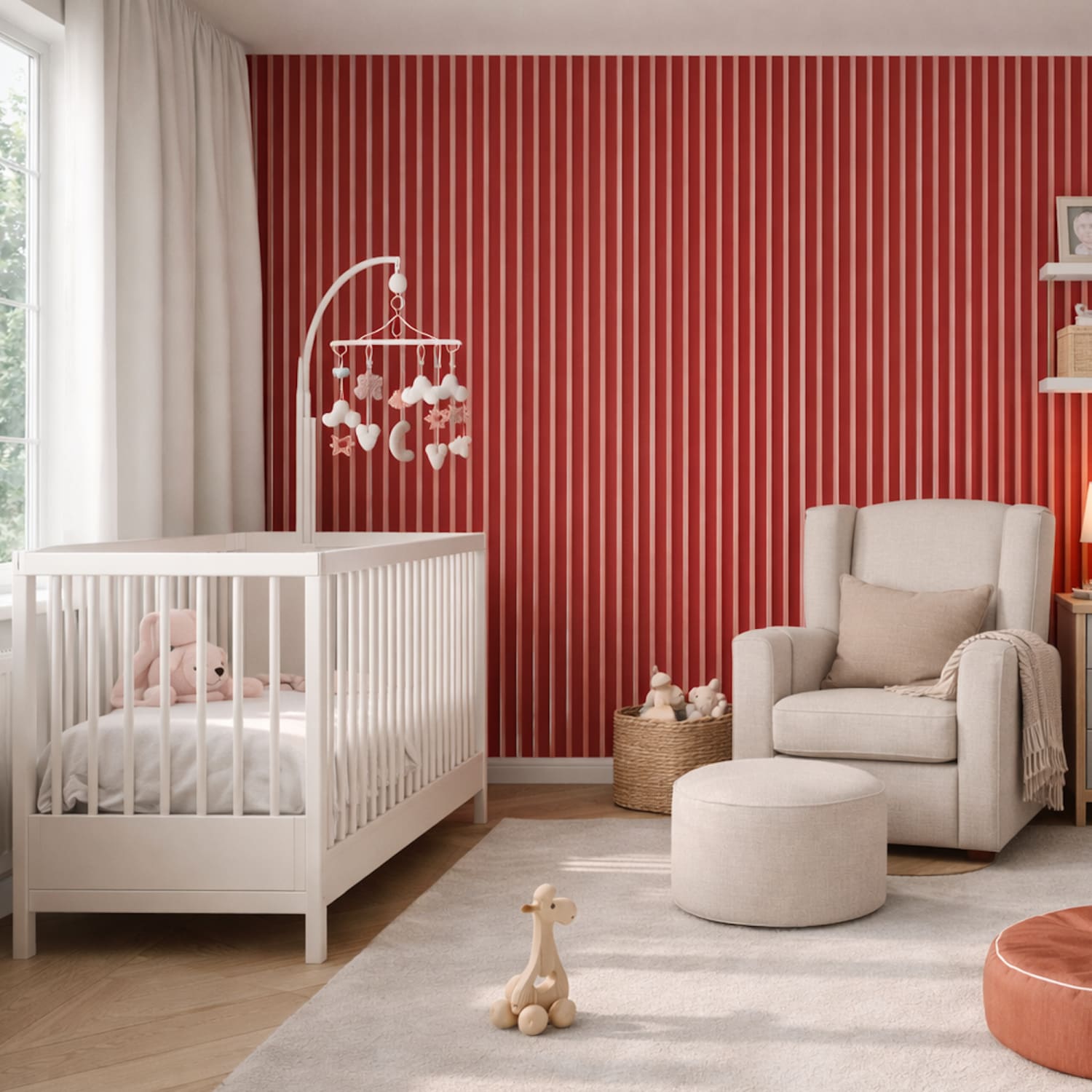 Acoustic Wall Panels in Red Wonder with White Backing