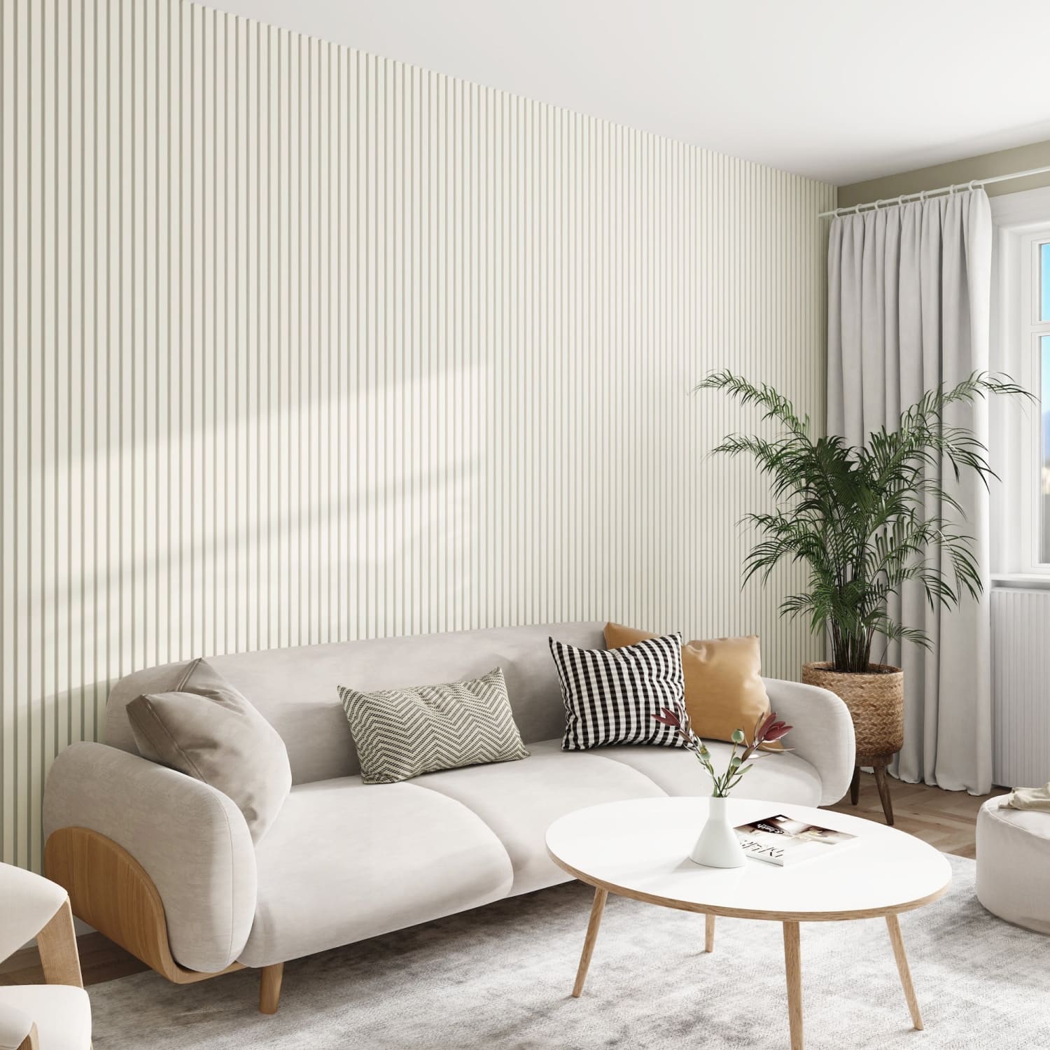 Acoustic Wall Panels in Scallop with White Backing