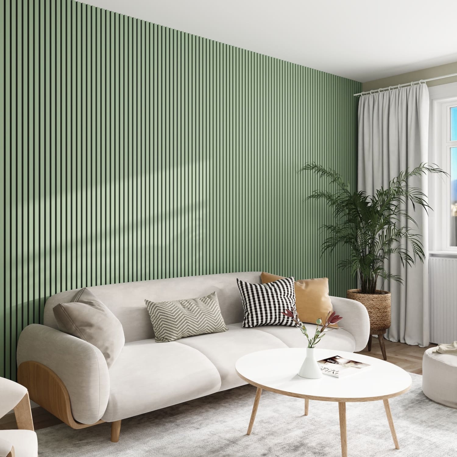 Acoustic Wall Panels in Vintage Green with Black Backing