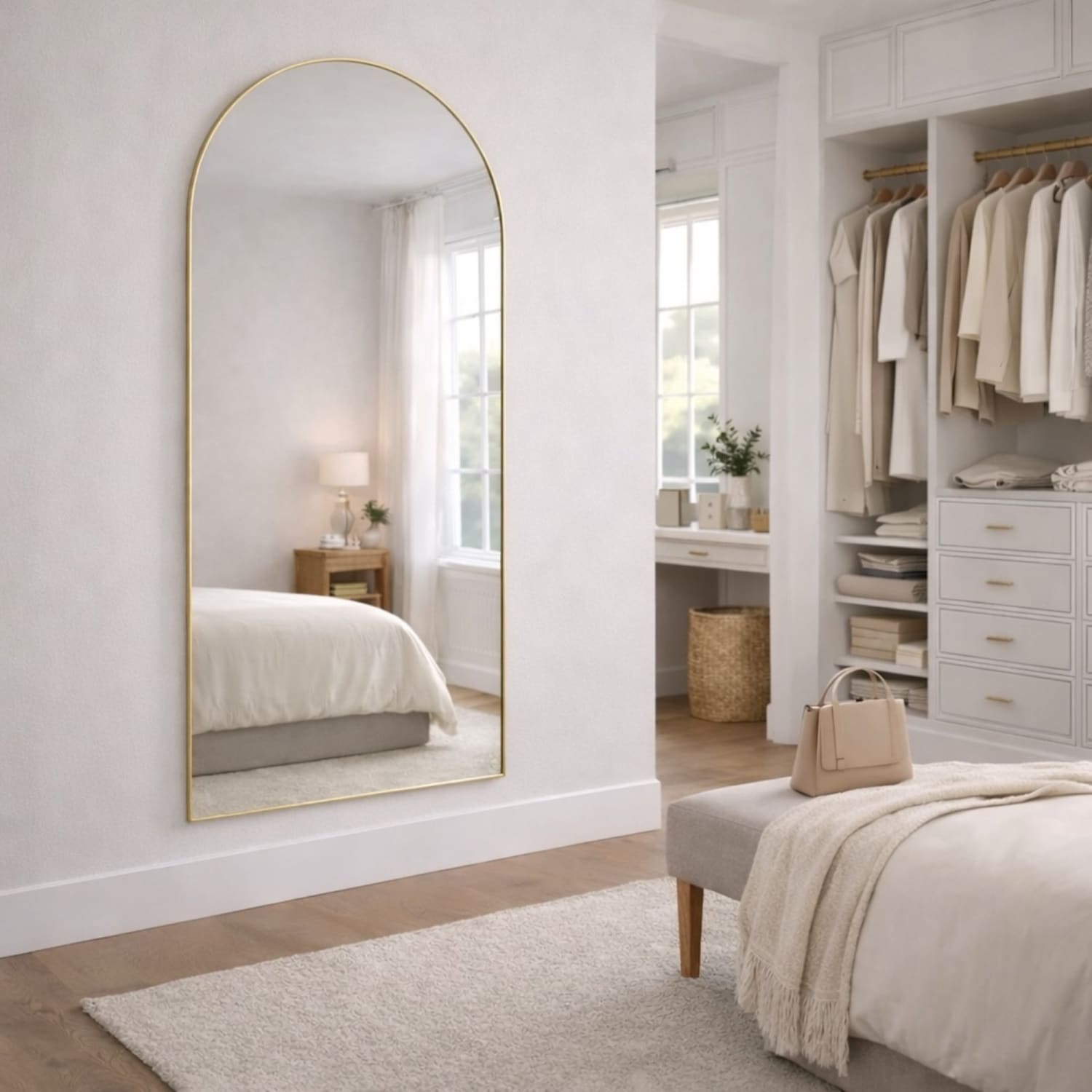 Akiko - Full Length Gold Metal Arched Mirror - 180cm x 90cm