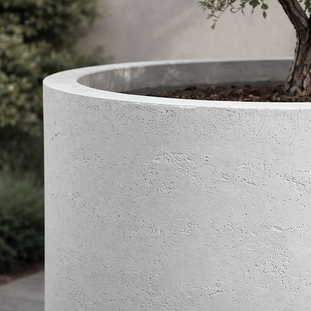 Aurella | White Mist – 100cm XXL Concrete Cylinder Planter – 621L Round Plant Pot