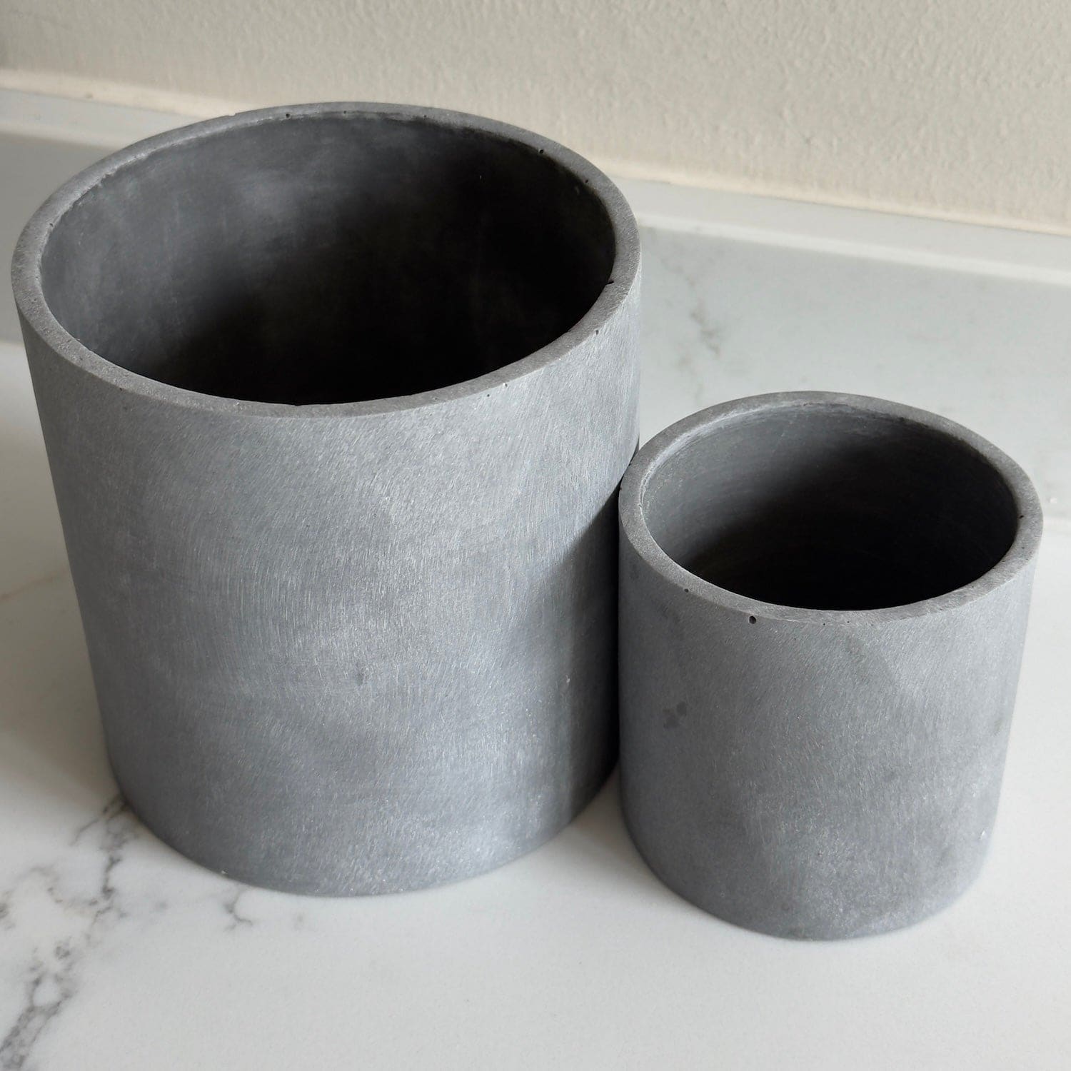 Aurello | Brushed Grey Stone Resin Indoor Plant Pots (Set of 2)