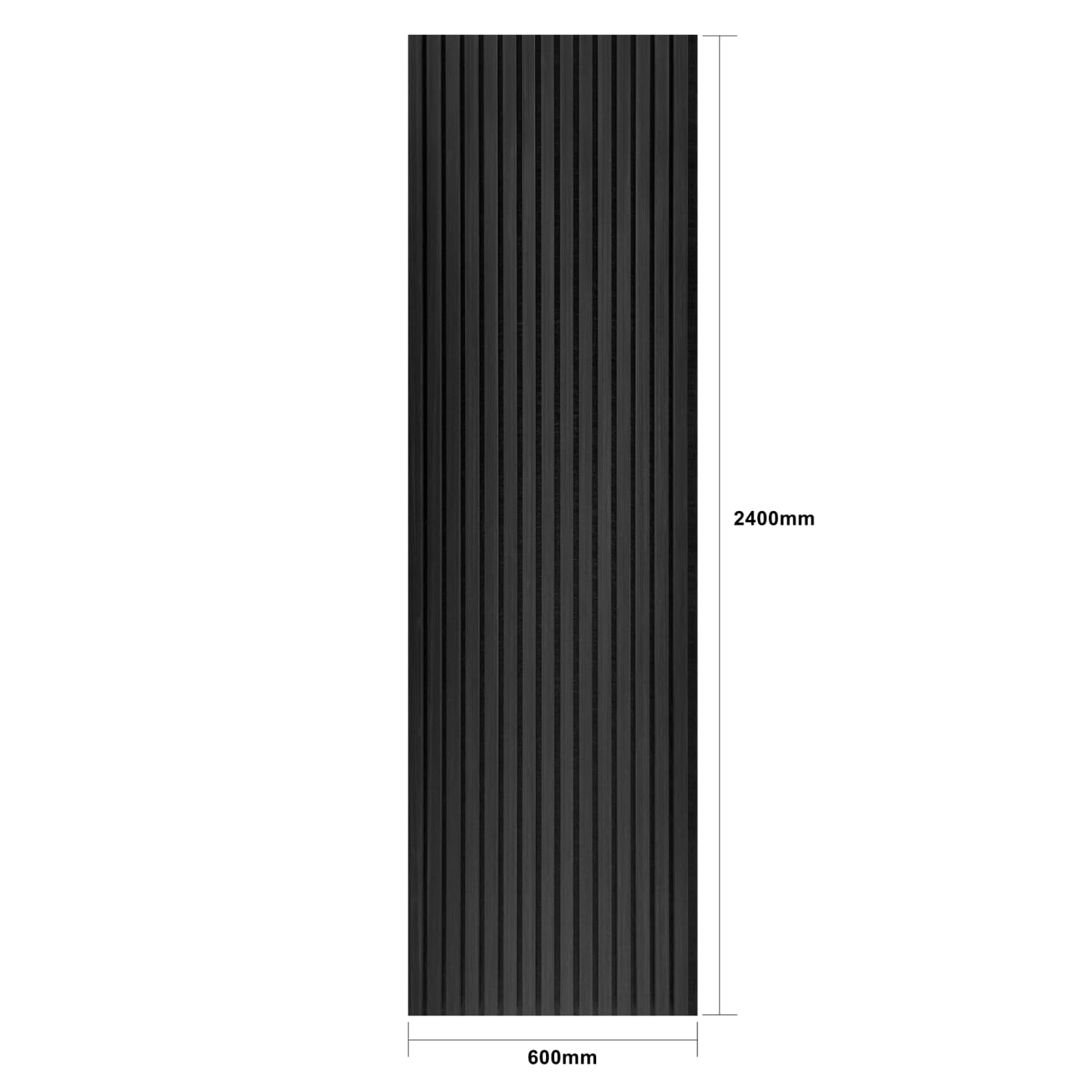 Black vertical radiator with parallel fins.