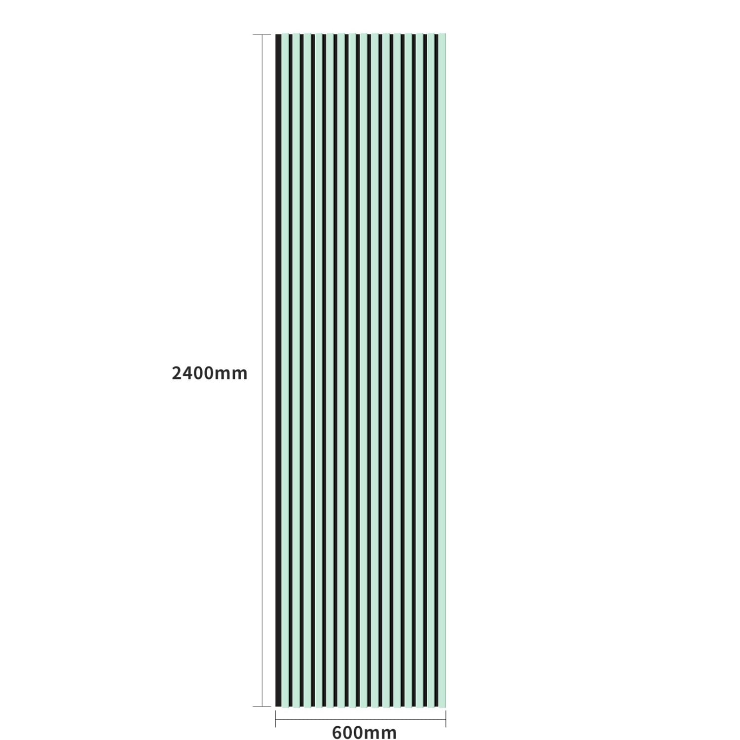 Slatted wall panel with dimensions.