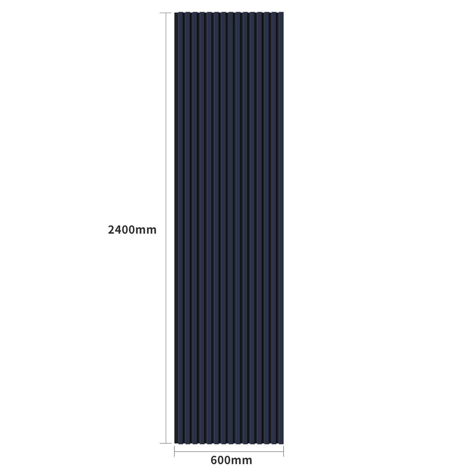 Dark blue fluted wall panel.