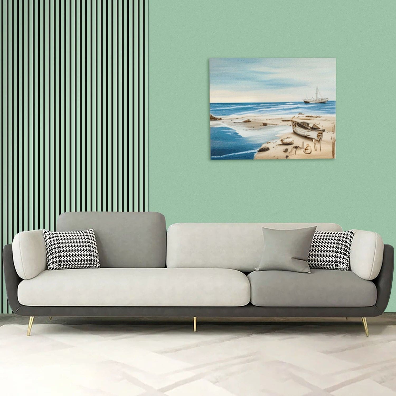 Modern two-tone sofa.