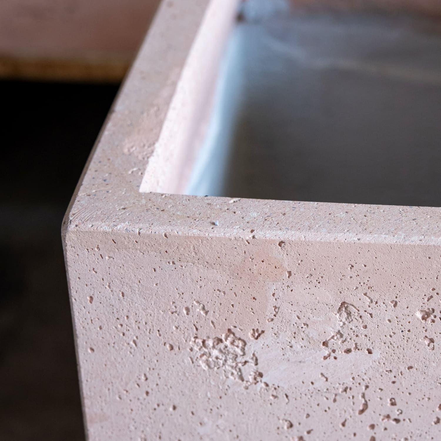 Textured concrete planter.