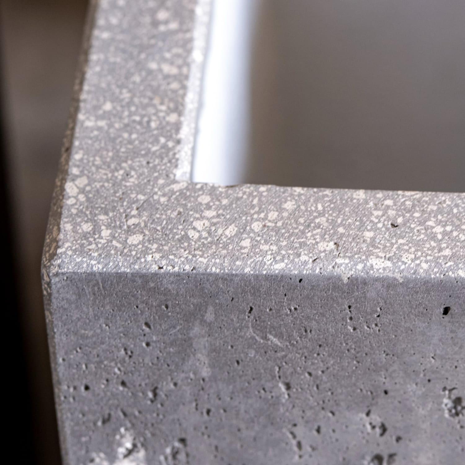 Gray concrete planter.