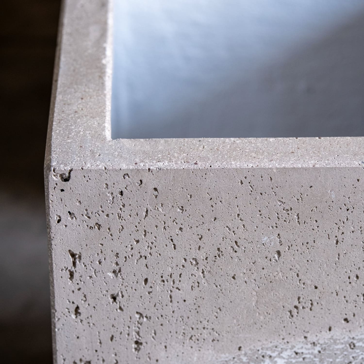 Porous concrete planter.