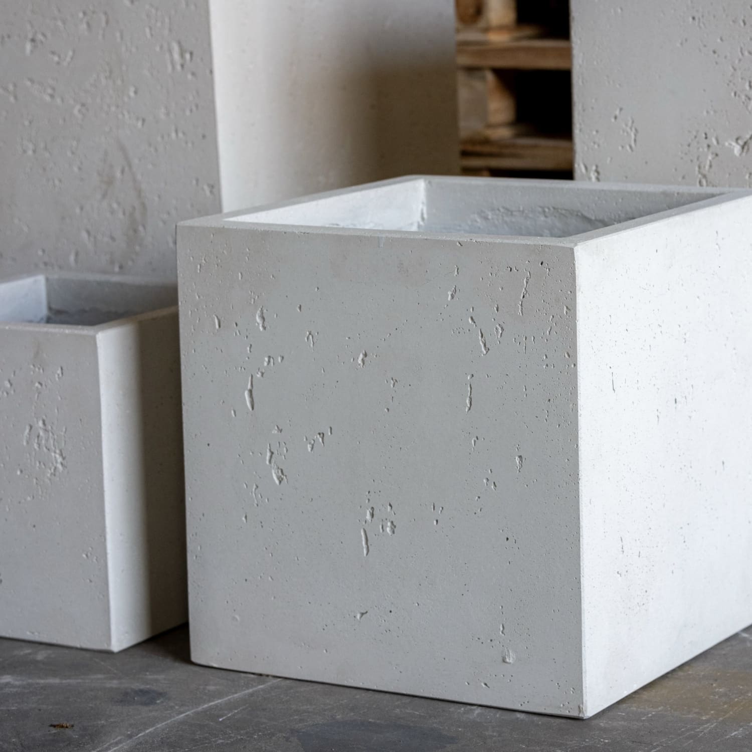 Square concrete planters.
