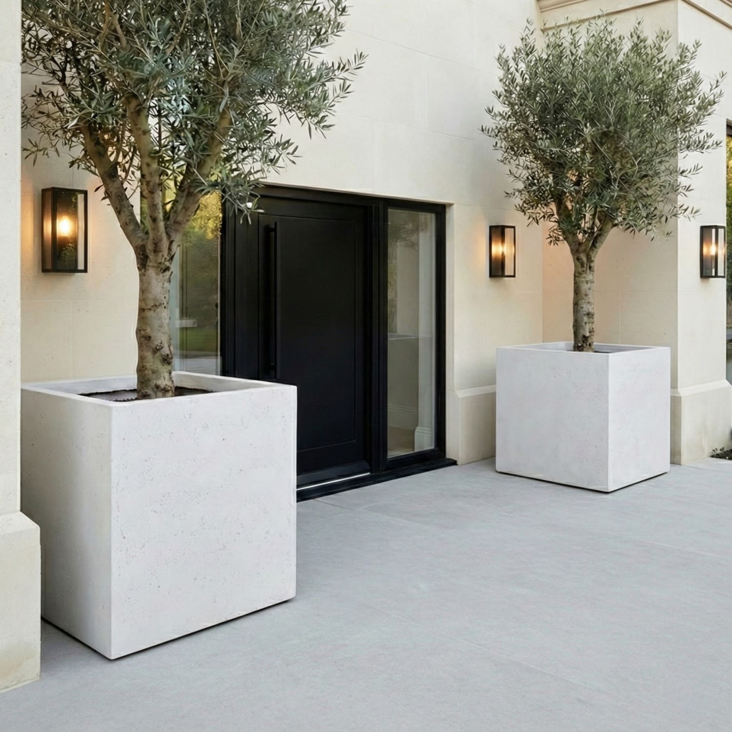white concrete plant pot 100cm Extra Large Square Concrete Planter for Trees – 782L White