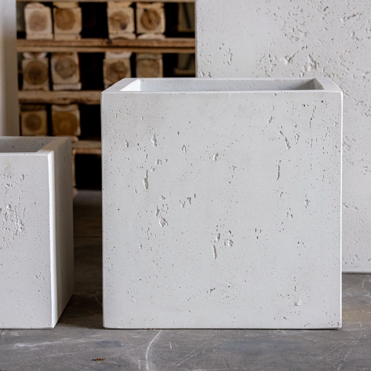 Square concrete planter.