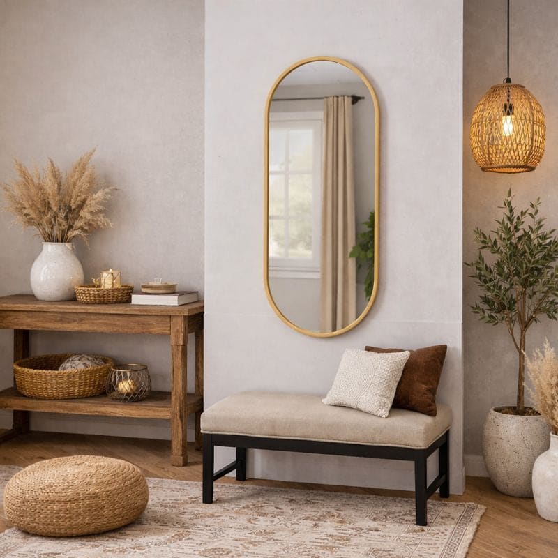 Emi - Gold Metal Runway Oval Mirror - 120cm x 40cm