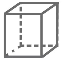 Gray cube with dashed lines on edges
