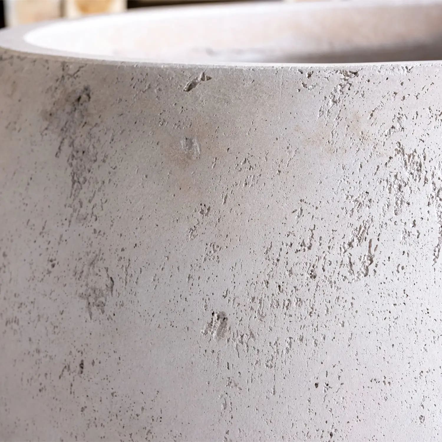 Textured concrete planter.