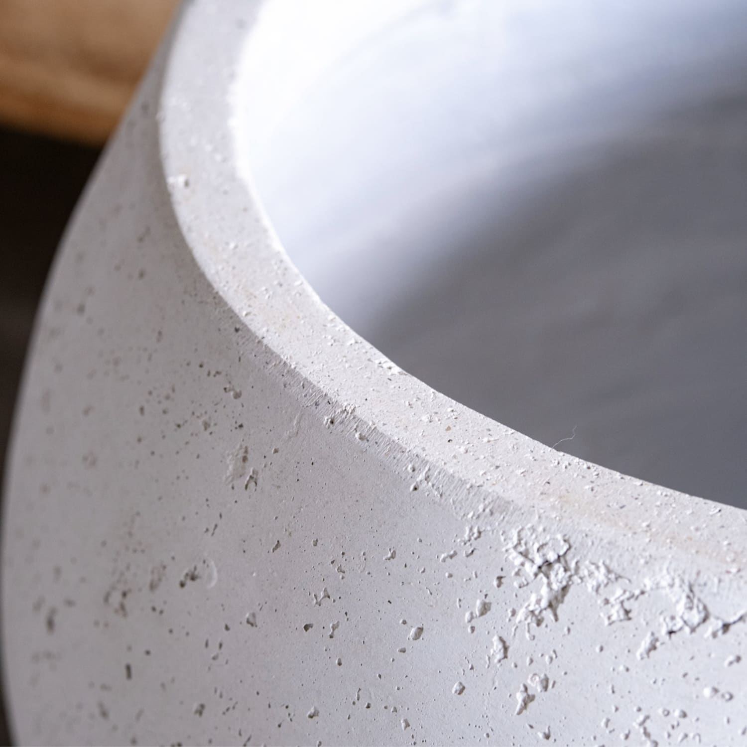 Textured concrete planter.