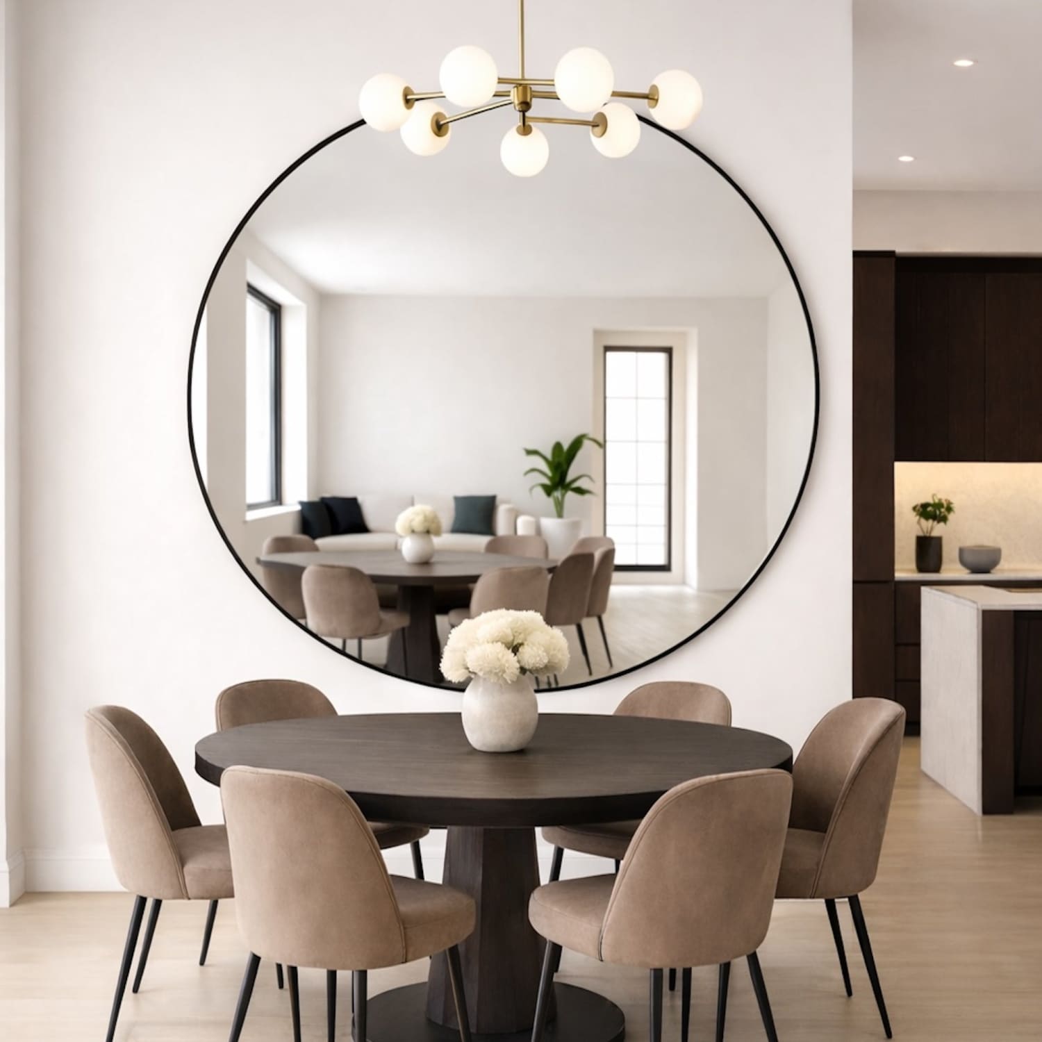 Rei - Extra Large Round Black Metal Circle Mirror - 150cm x 150cm