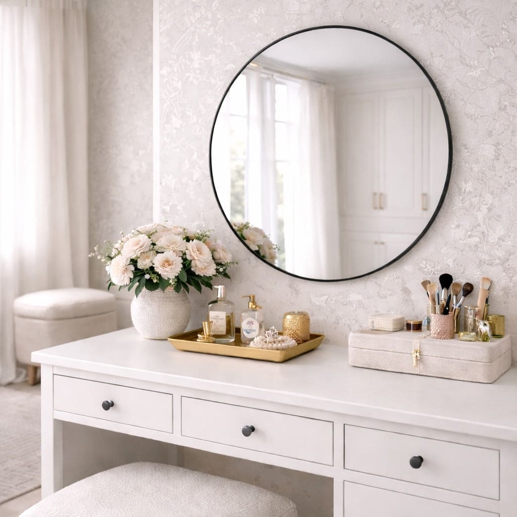 Rei - Round Black Metal Circle Mirror - 70cm x 70cm