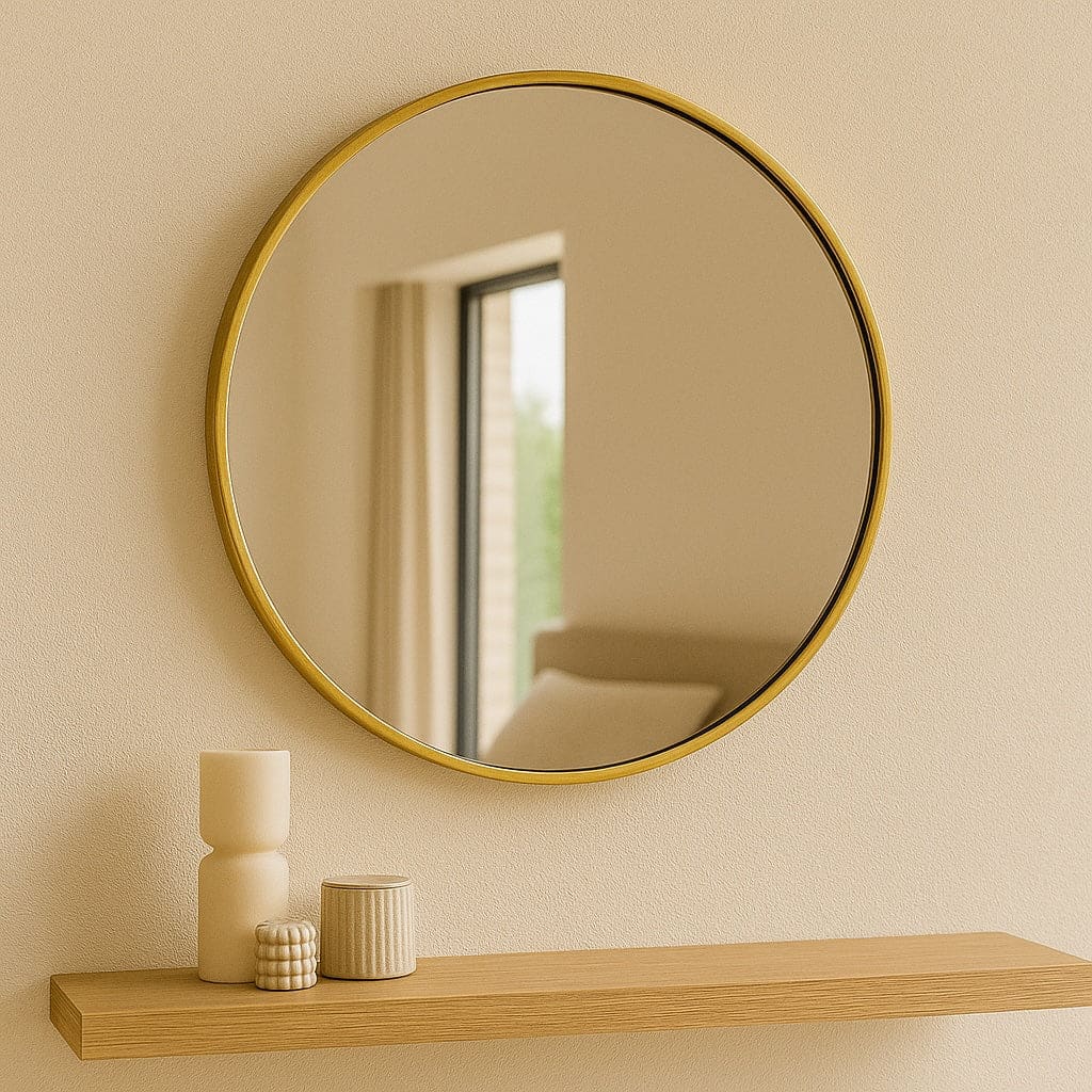 Rei - Round Gold Metal Circle Mirror - 50cm x 50cm - Mirror
