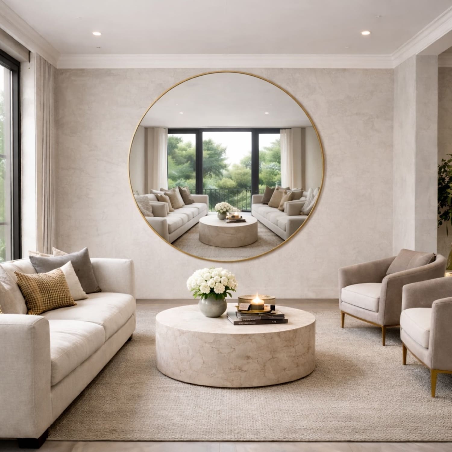 Rei - XXL Round Gold Metal Circle Mirror - 180cm x 180cm