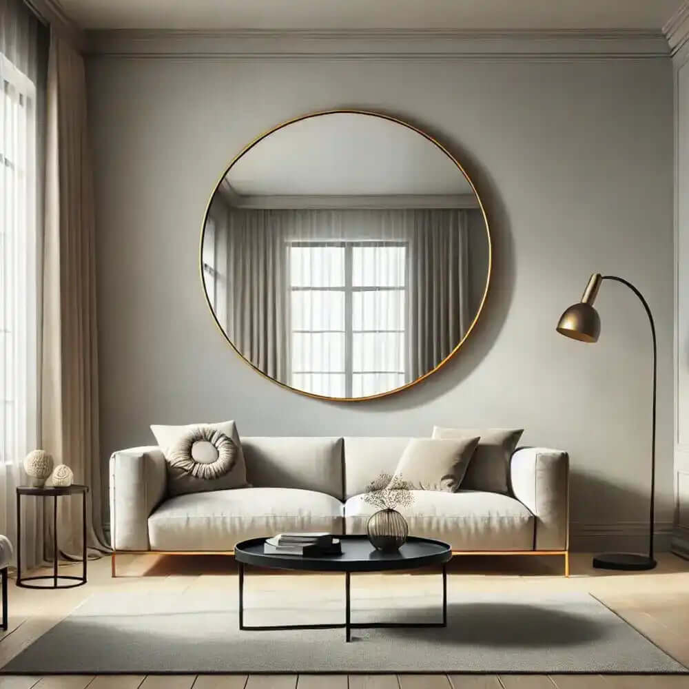 Rei - Extra Large Round Gold Metal Circle Mirror - 120cm x 120cm - Mirror