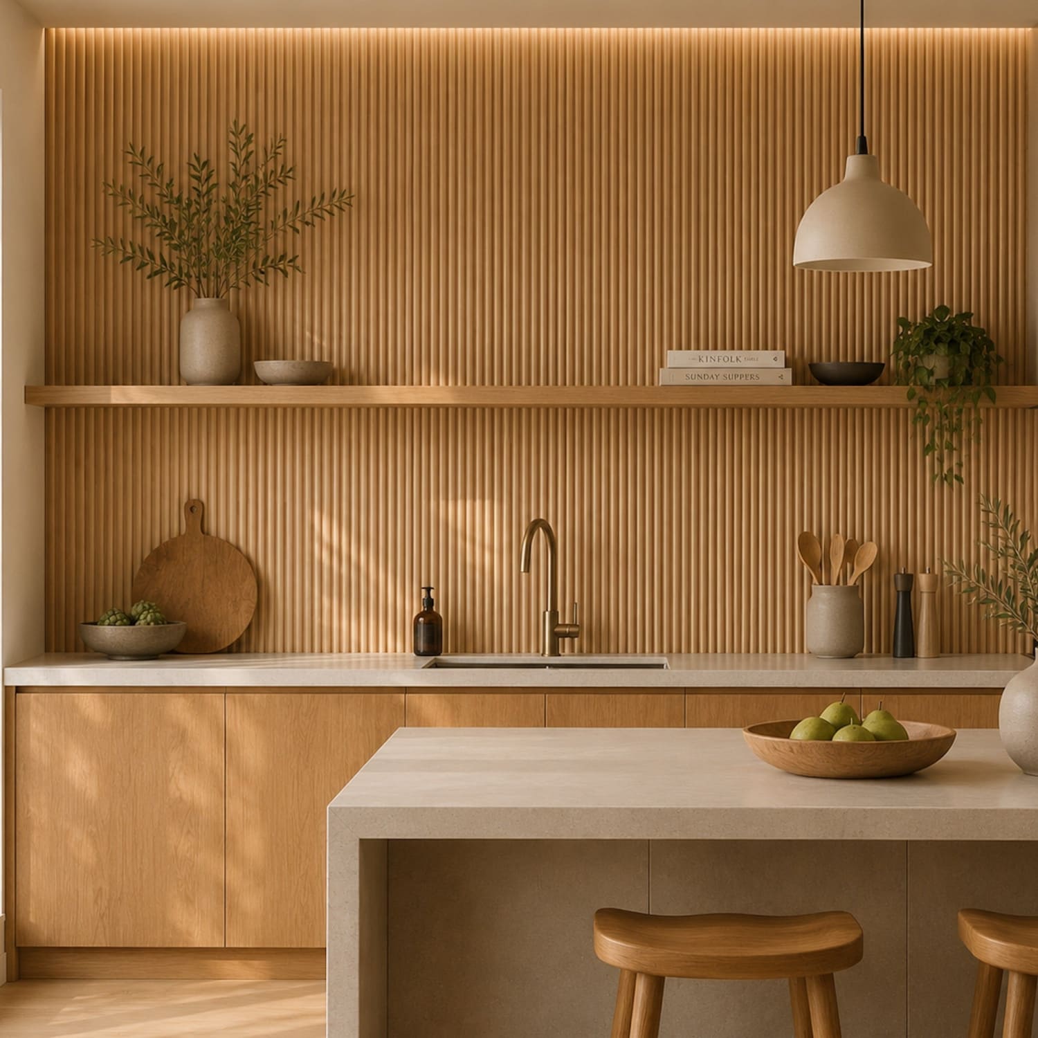 Small Fluted Wall Panels in Natural Oak - 240cm x 60cm