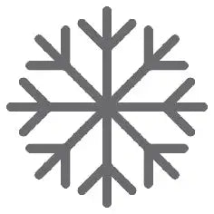 Snowflake ornament in dark gray with white highlights, resembling a classic winter decoration.