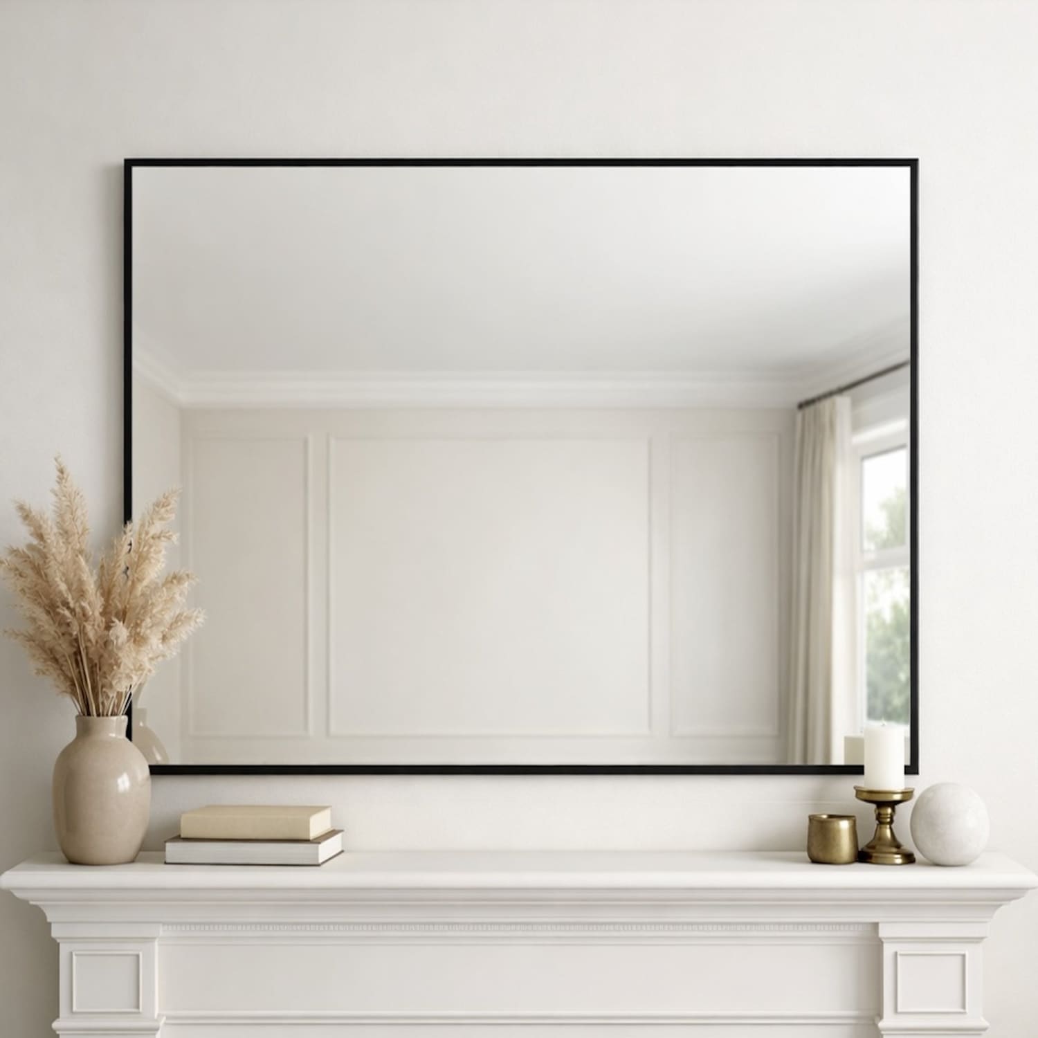 Takara - Black Metal Rectangle Mirror - 120cm x 95cm