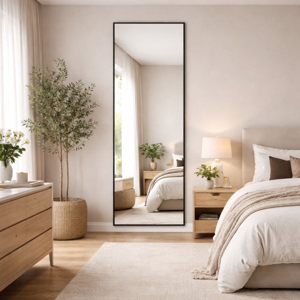 Takara - Full Length Black Metal Rectangle Mirror - 180cm x 60cm