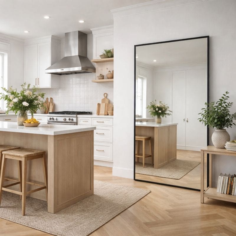 Takara - Full Length Black Metal Rectangle Mirror - 180cm x 90cm