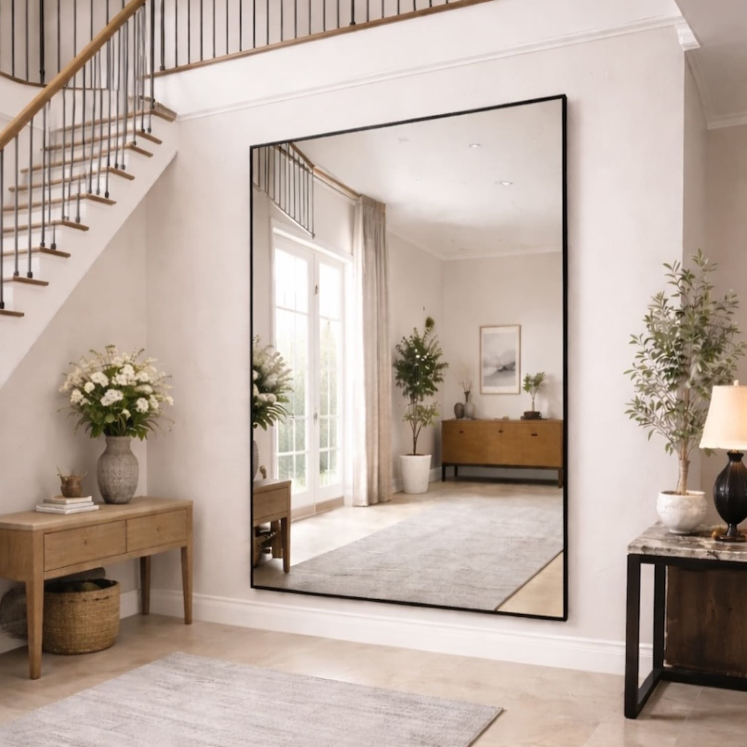 Takara - Full Length Black Metal Rectangle Mirror - 200cm x 150cm